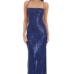 🔥 New 🔥 Lucy in The Sky Sequin Mesh Maxi Dress in Blue